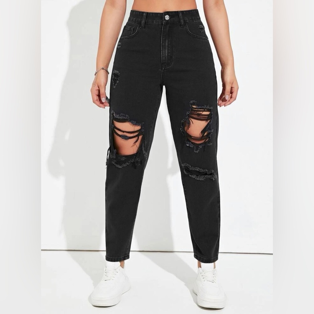 Black wide leg high wasted jeans